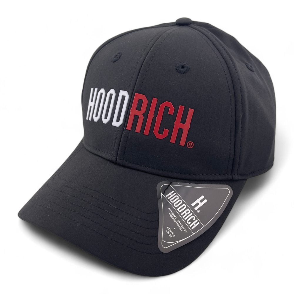 Hoodrich OG Splitter Strapback Internal Zipper Pocket Black Adjustable Hat Cap‎